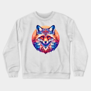 Vibrant Fox Mandala: Whimsical Floral Artwork Crewneck Sweatshirt